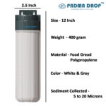 Pre Filter Classic Complete Kit for Water Purifiers | 10 Inch Housing with 5 Micron PP Spun Cartridge, Spanner Key & Connector | White and Grey Prefilter Bowl - Image 2