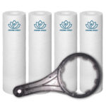 Sediment High Density Spun Pre-Filter (10 Inch 5 Micron PP Spun) Cartridge Compatible for 10 Inch Pre-Filter Housing of All Water Purifier | Pack of 4 Spun with Spanner